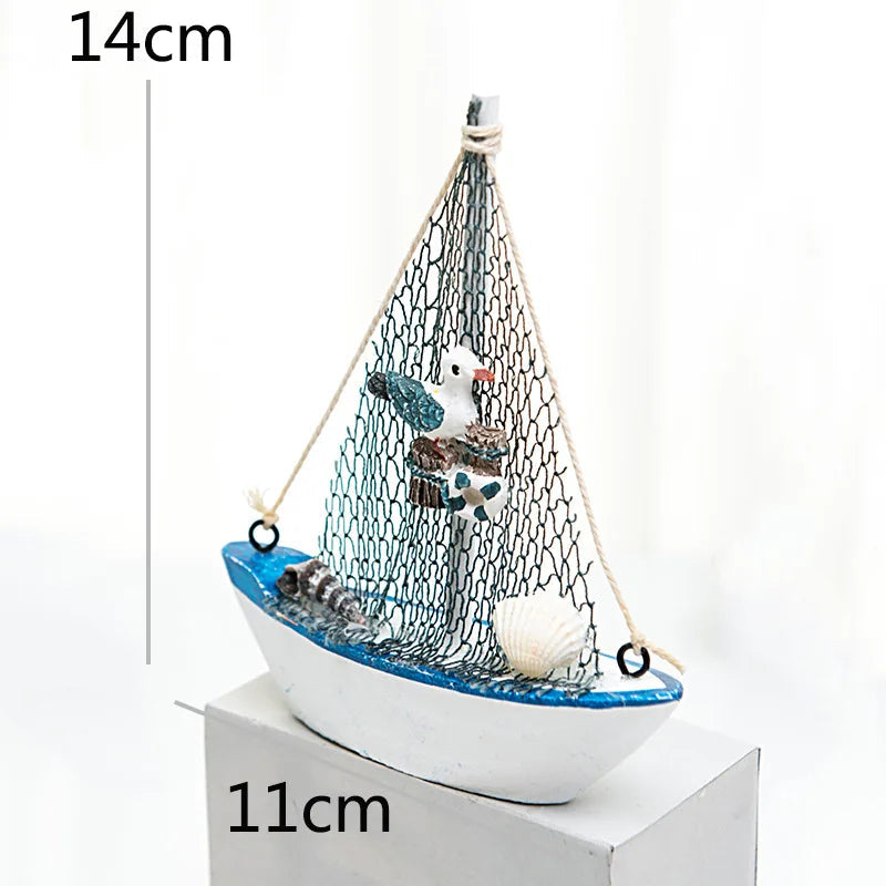 Mediterranean Wooden Sailing Boat Ornament