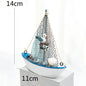 Mediterranean Wooden Sailing Boat Ornament