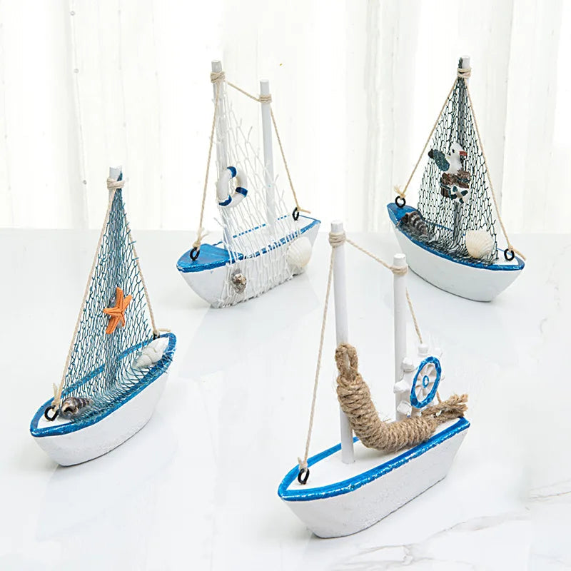 Mediterranean Wooden Sailing Boat Ornament