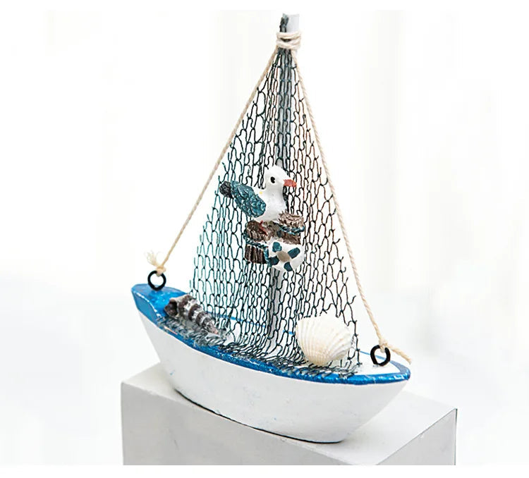 Mediterranean Wooden Sailing Boat Ornament