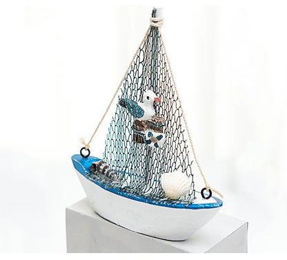 Mediterranean Wooden Sailing Boat Ornament