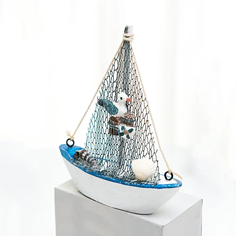 Mediterranean Wooden Sailing Boat Ornament