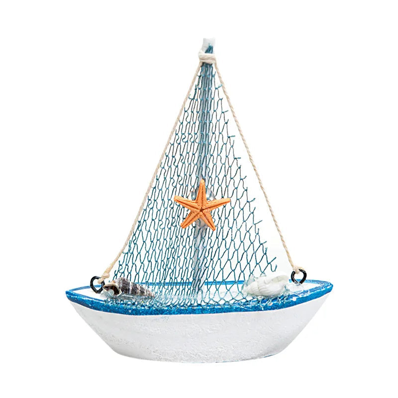 Mediterranean Wooden Sailing Boat Ornament