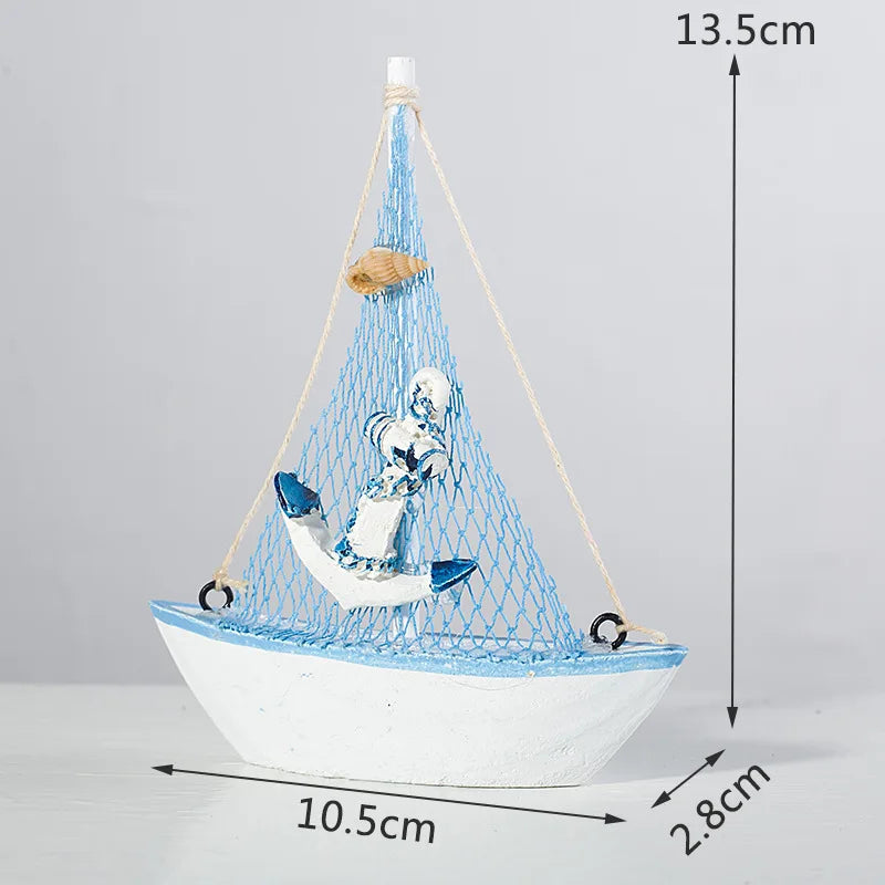 Mediterranean Wooden Sailing Boat Ornament