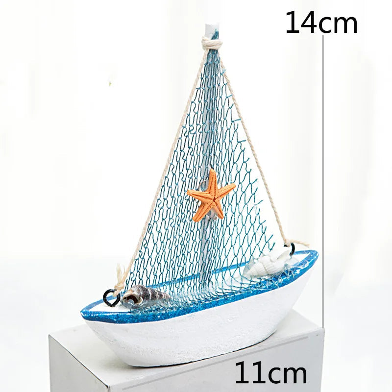 Mediterranean Wooden Sailing Boat Ornament