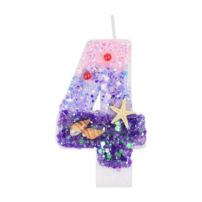 Mermaid Number Cake Candle - Pink Purple