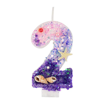 Mermaid Number Cake Candle - Pink Purple