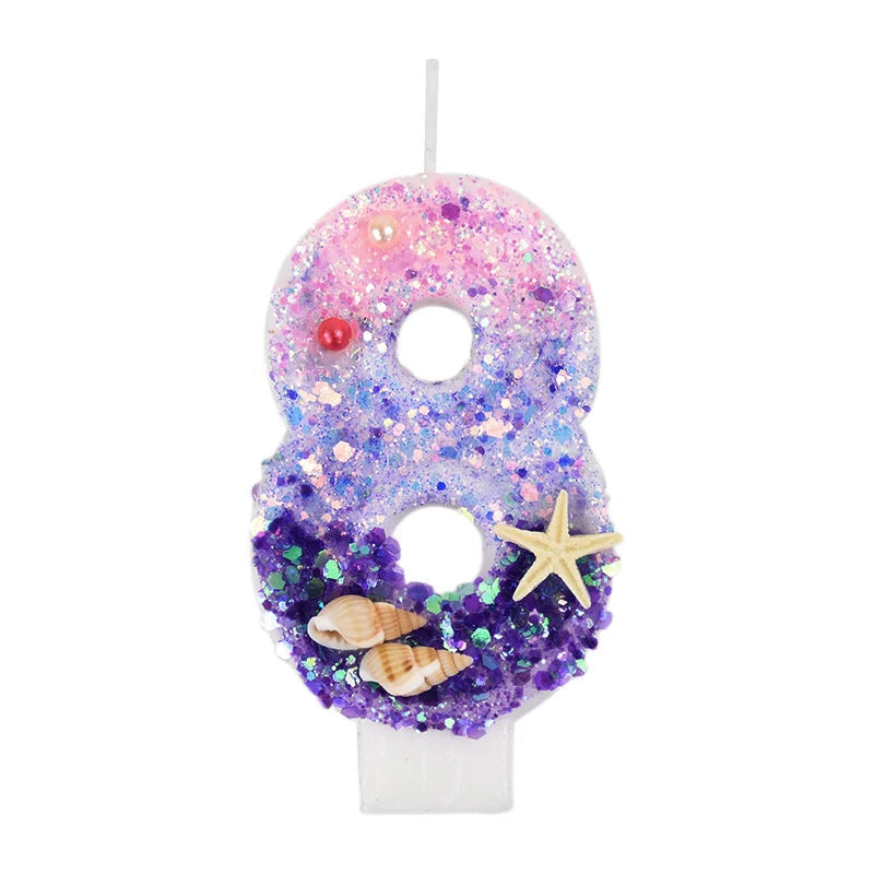 Mermaid Number Cake Candle - Pink Purple