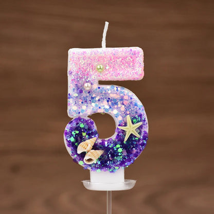 Mermaid Number Cake Candle - Pink Purple