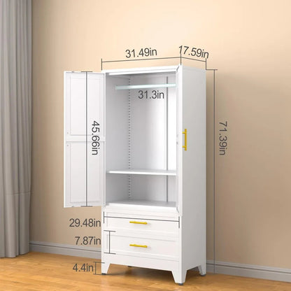 Metal Armoire Wardrobe Closet, 71”