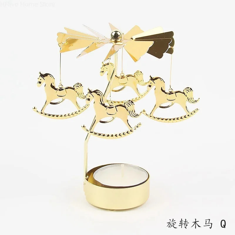 Metal Rotating Candle Holder Carousel