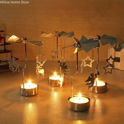 Metal Rotating Candle Holder Carousel