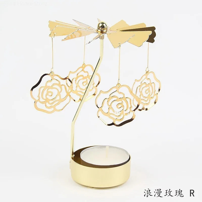 Metal Rotating Candle Holder Carousel