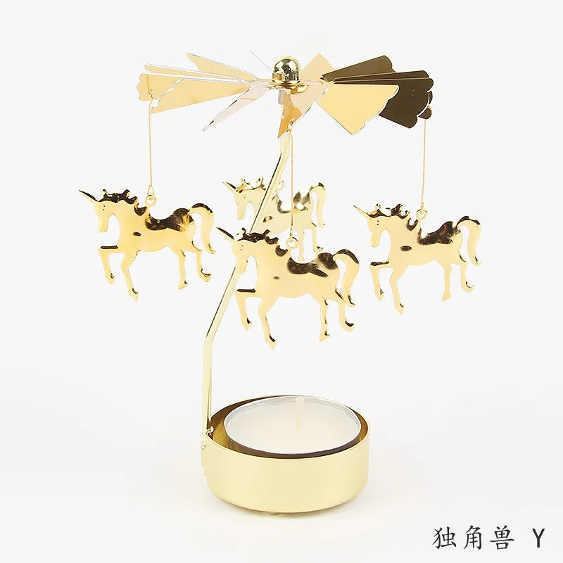 Metal Rotating Candle Holder Carousel