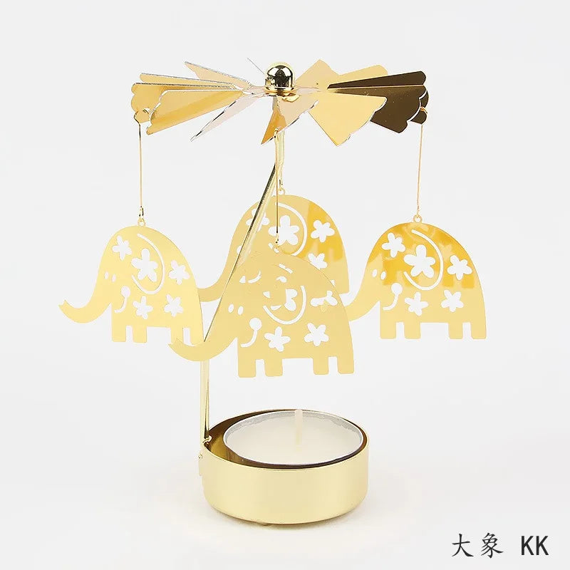 Metal Rotating Candle Holder Carousel