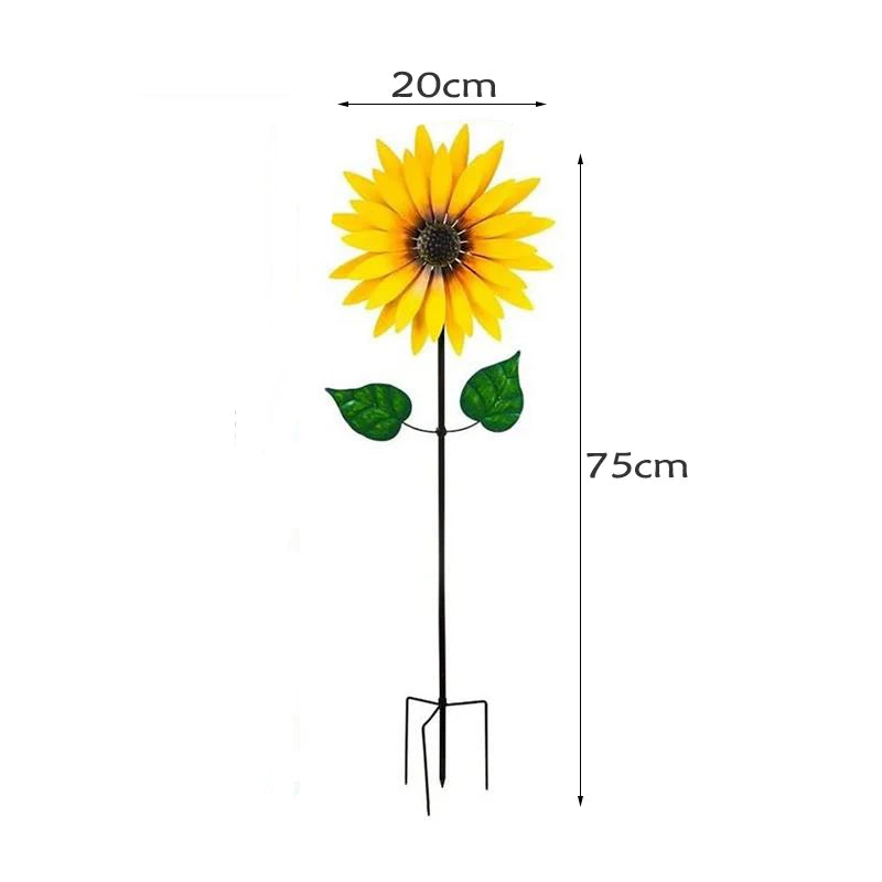 Metal Sunflower Wind Spinner Decor