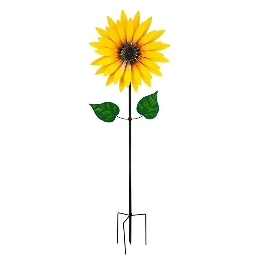 Metal Sunflower Wind Spinner Decor