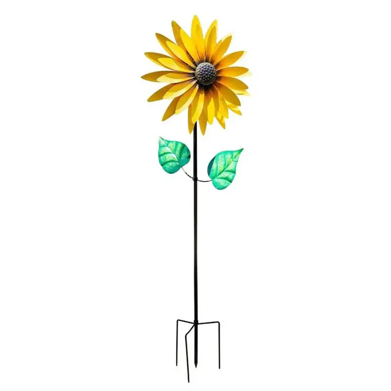 Metal Sunflower Wind Spinner Decor