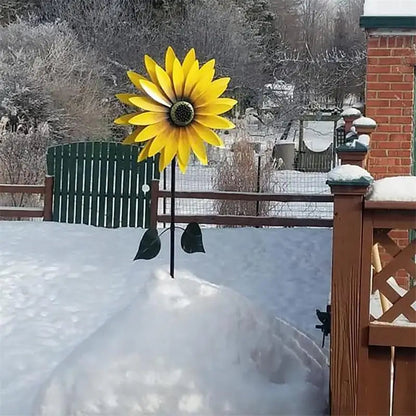 Metal Sunflower Wind Spinner Decor