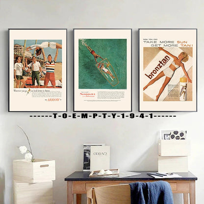 Mid Century Canvas Beach Wall Art