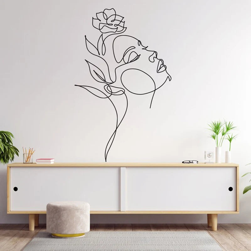 Mid Century Girl Line Art Decal