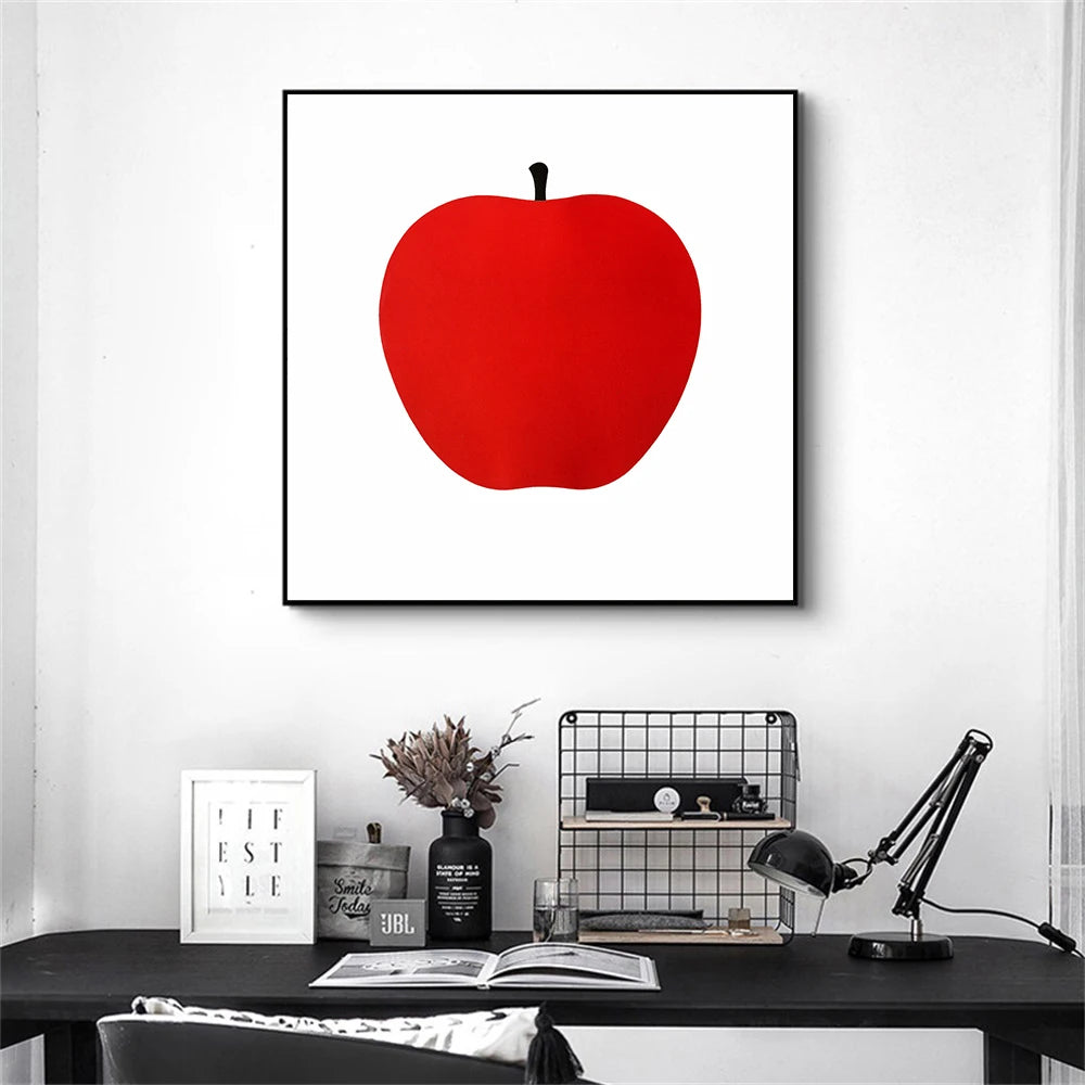 Mid-Century Modern Red Apple Canvas