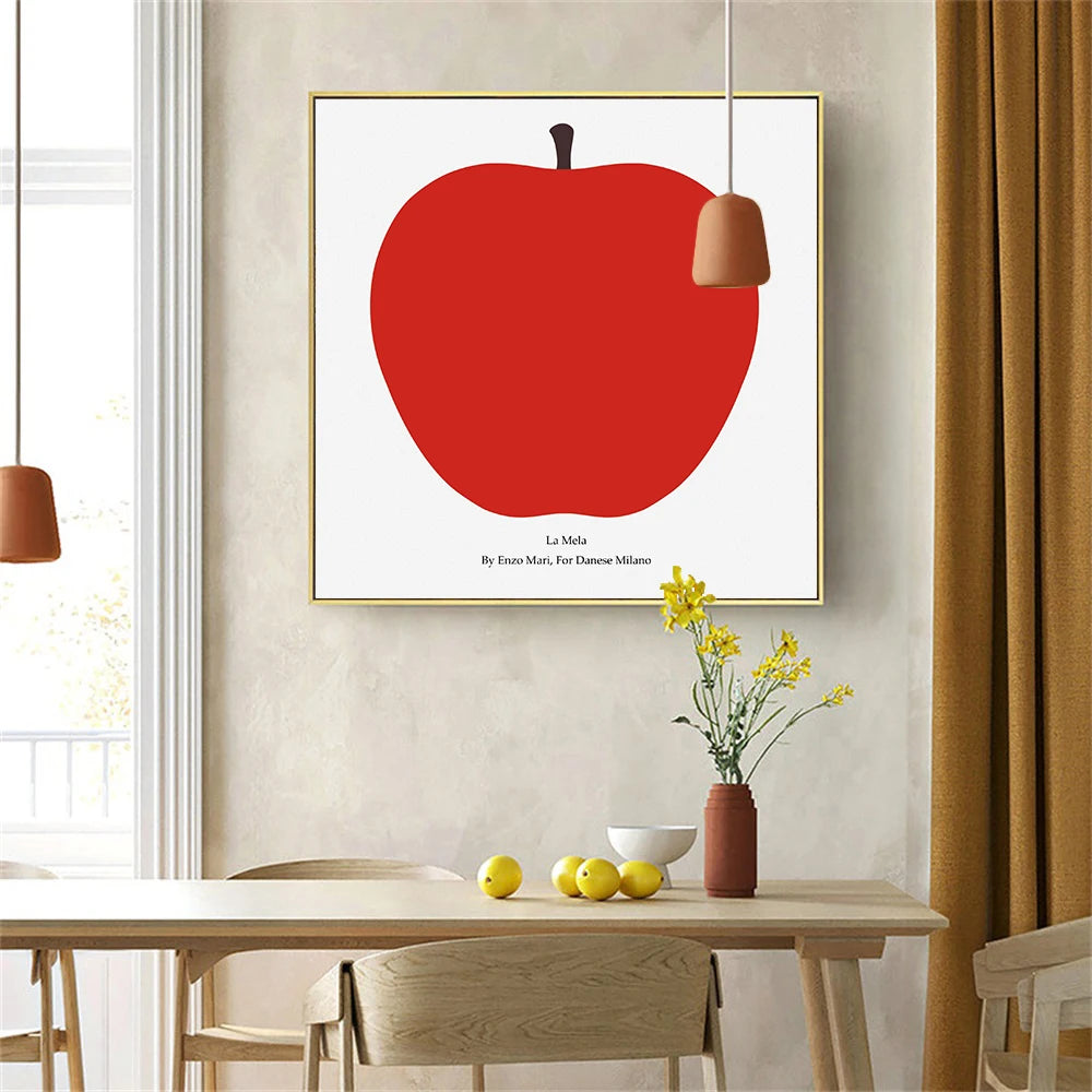 Mid-Century Modern Red Apple Canvas