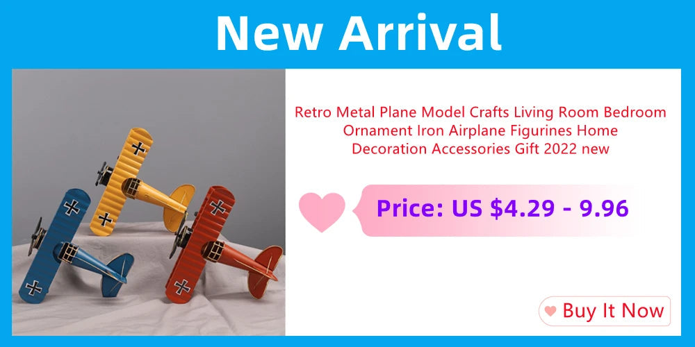 Mini Biplane Metal Decor Model