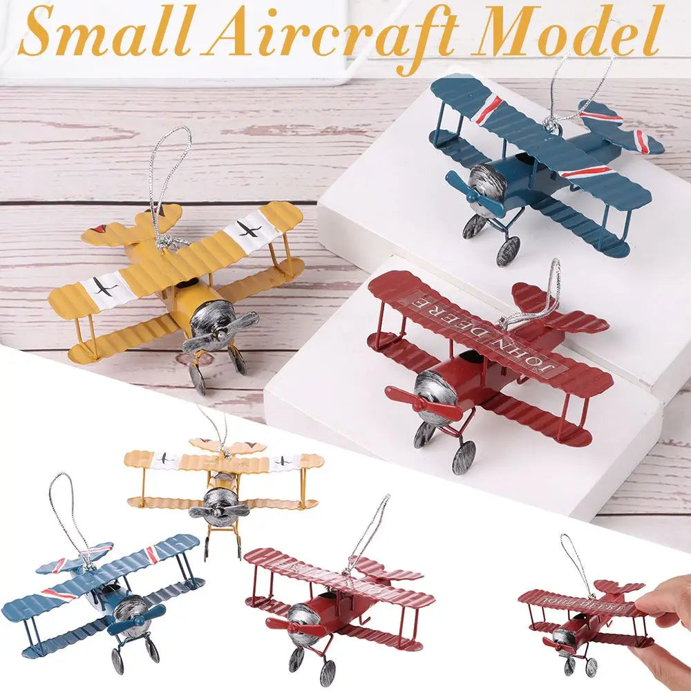 Mini Biplane Metal Decor Model