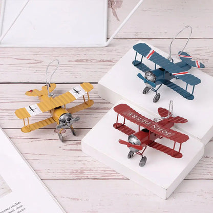 Mini Biplane Metal Decor Model