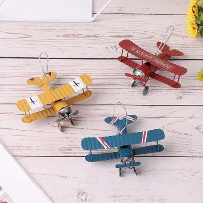 Mini Biplane Metal Decor Model