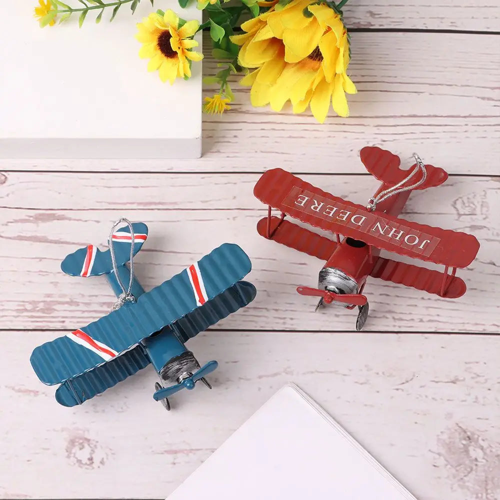 Mini Biplane Metal Decor Model