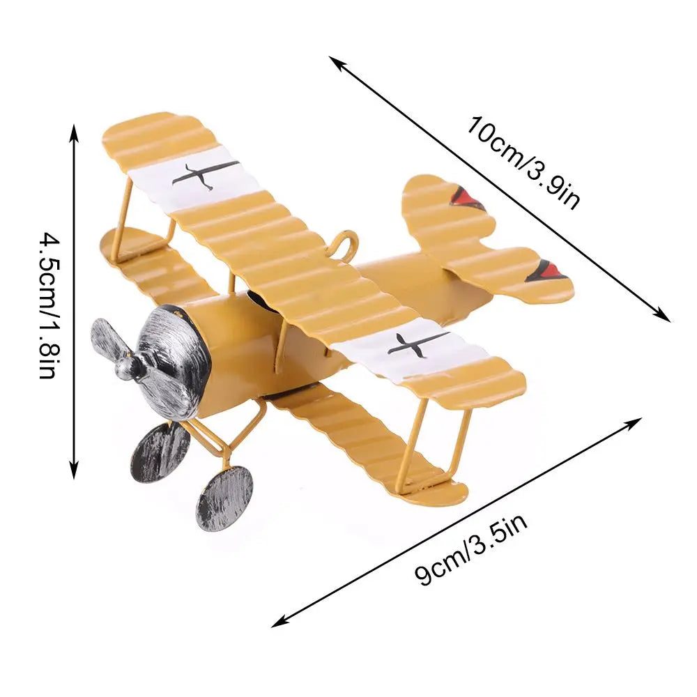 Mini Biplane Metal Decor Model