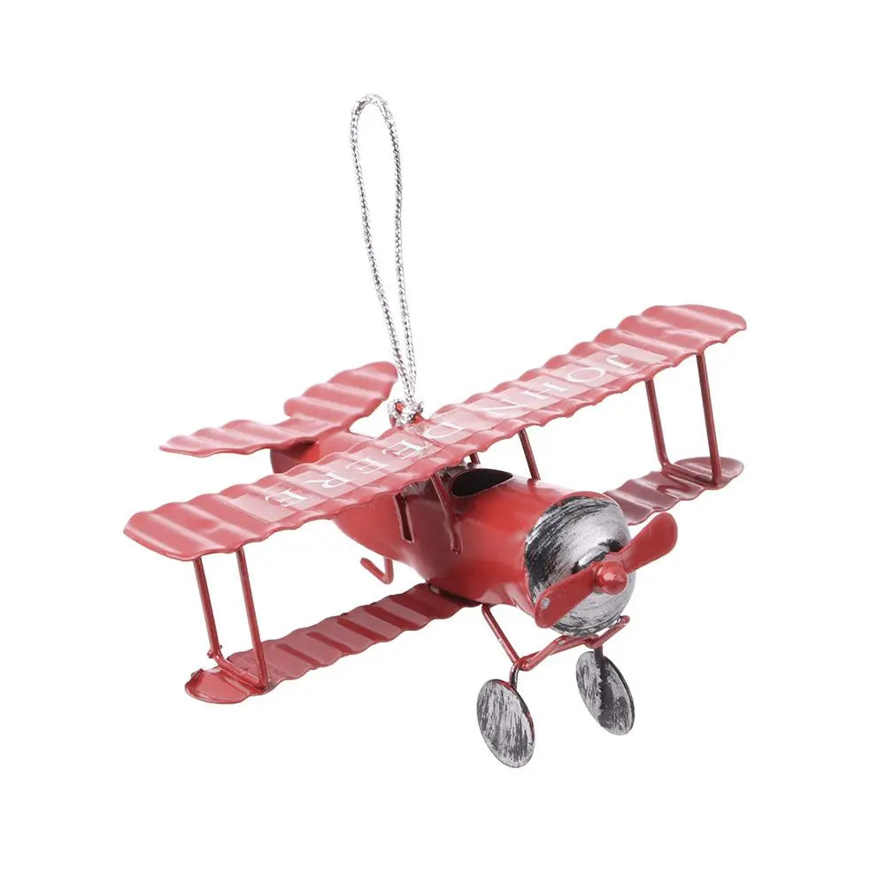 Mini Biplane Metal Decor Model