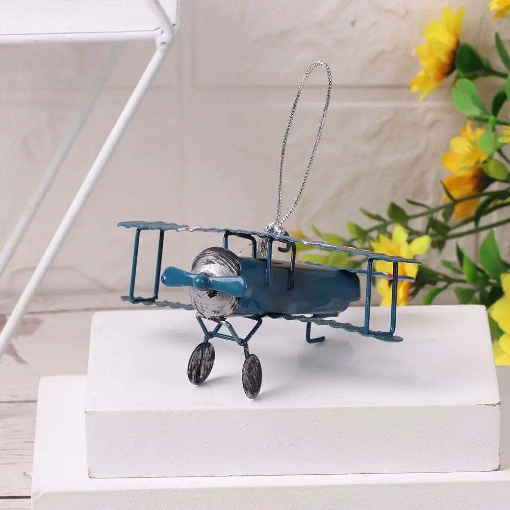 Mini Biplane Metal Decor Model