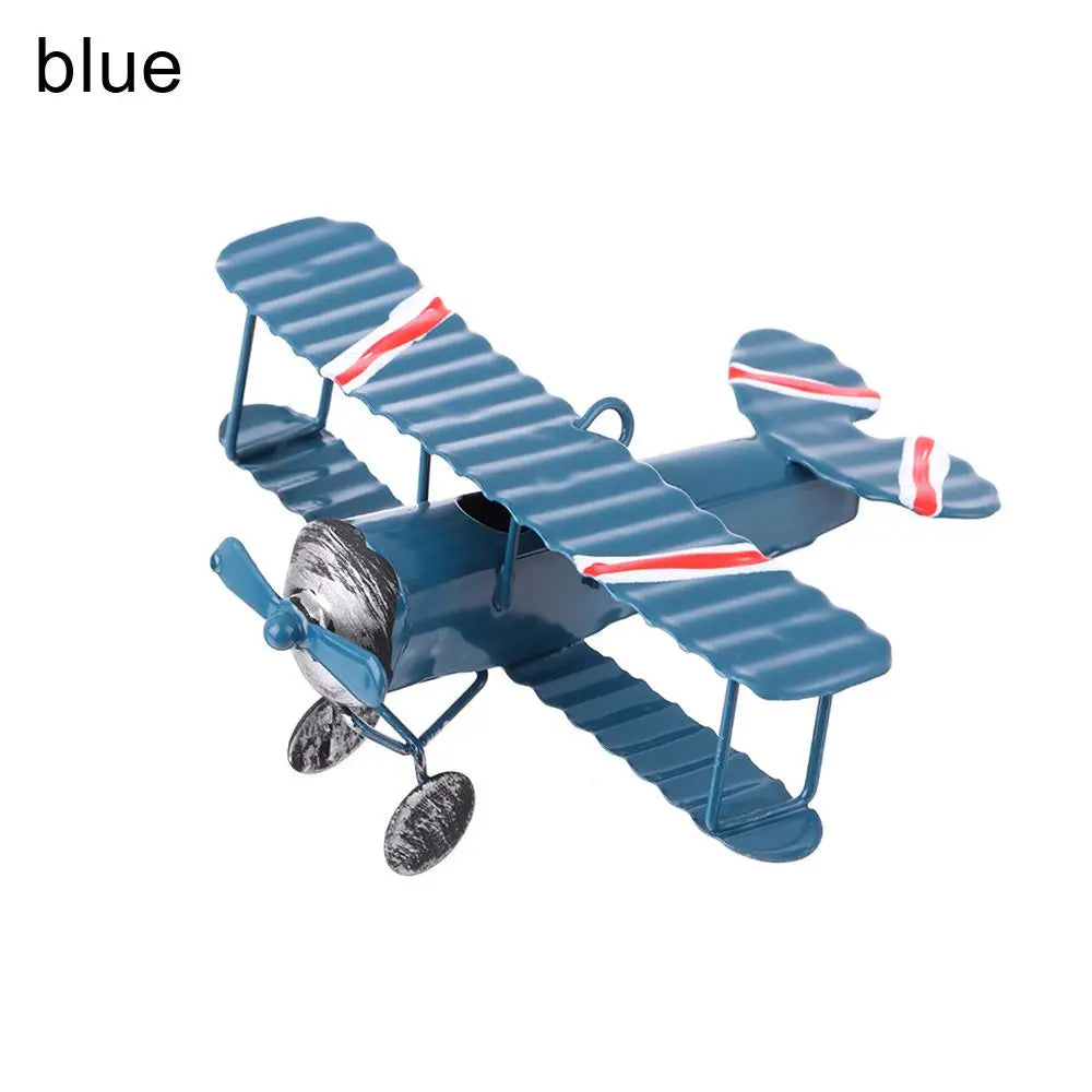 Mini Biplane Metal Decor Model