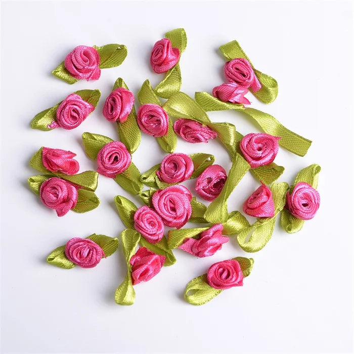 Mini Satin Ribbon Roses - 1.5cm