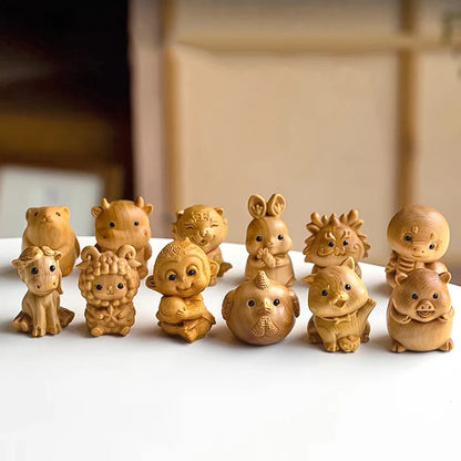 Mini Wooden Zodiac Animal Ornaments