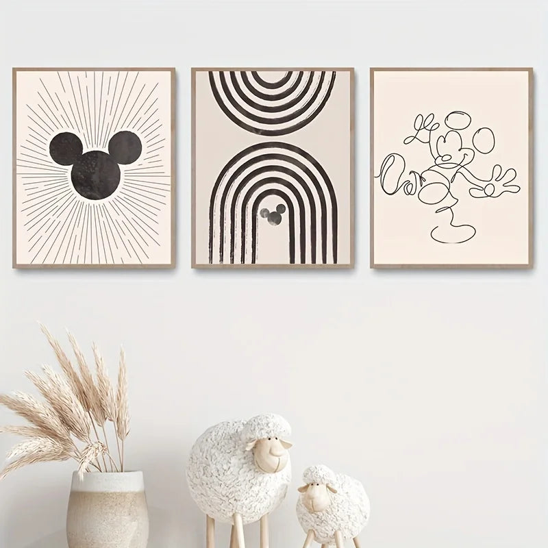 Minimalist Black Mickey Mouse Art Print