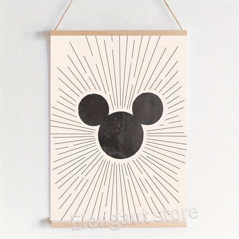 Minimalist Black Mickey Mouse Art Print