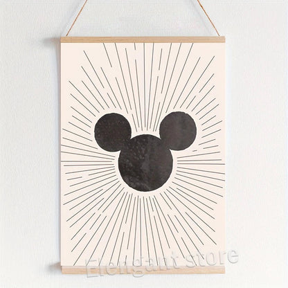 Minimalist Black Mickey Mouse Art Print