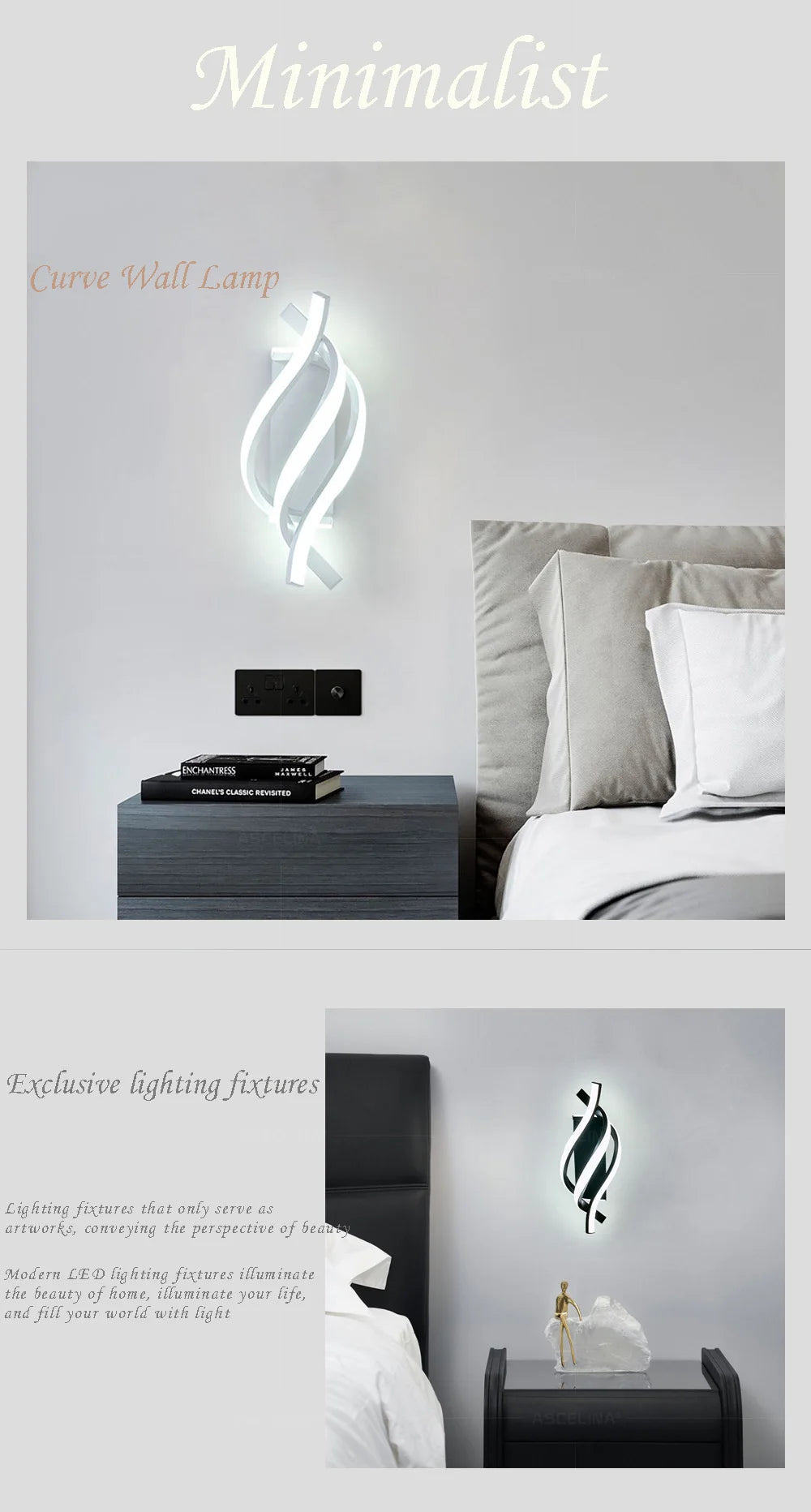 Minimalist Black White LED Wall Lamp