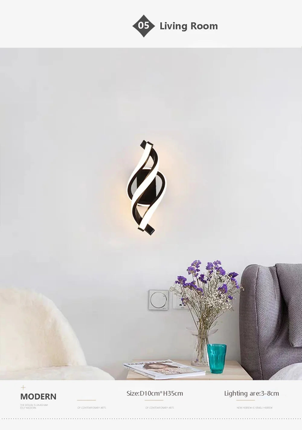 Minimalist Black White LED Wall Lamp