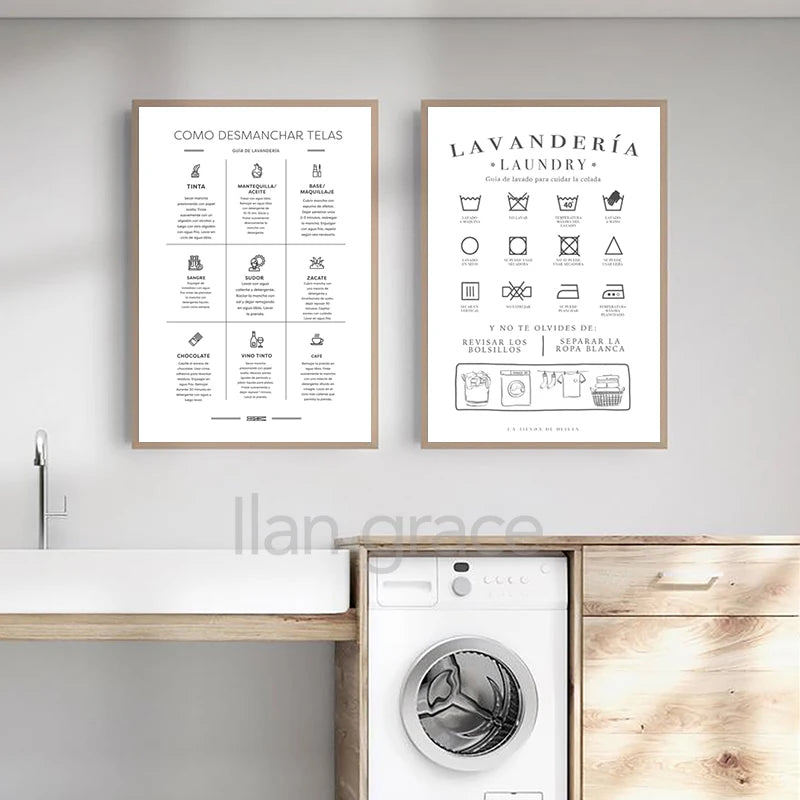 Minimalist Black and White Laundry Art