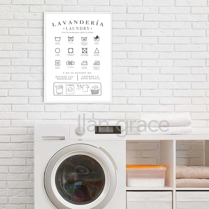 Minimalist Black and White Laundry Art