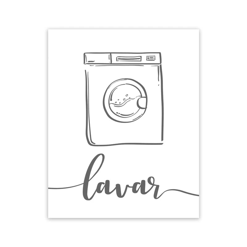 Minimalist Black and White Laundry Art