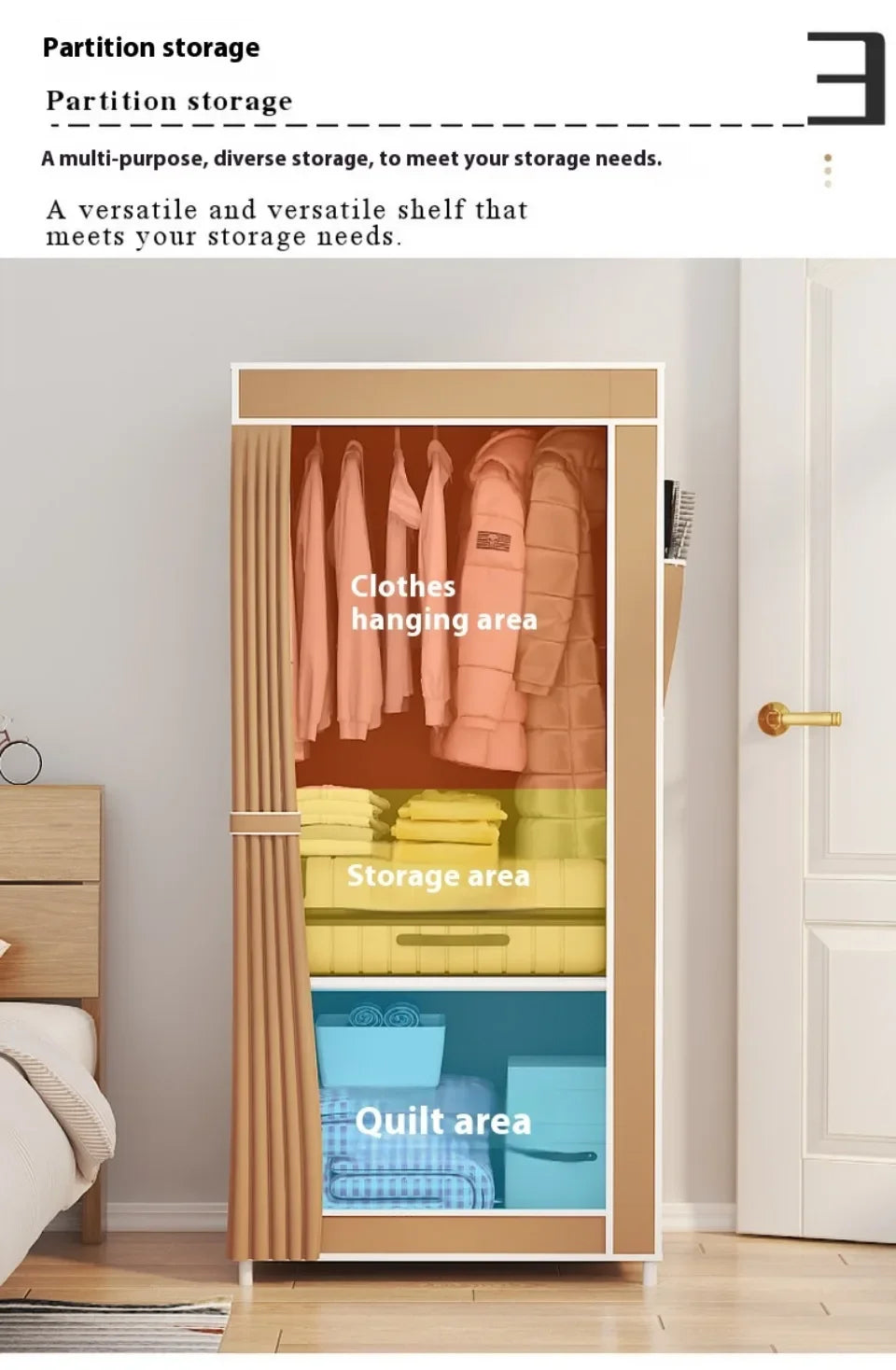 Minimalist Fabric Wardrobe for Bedroom