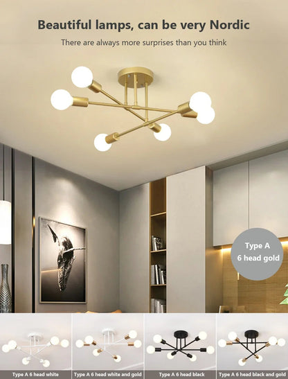 Minimalist LED Chandelier - Black/White/Gold