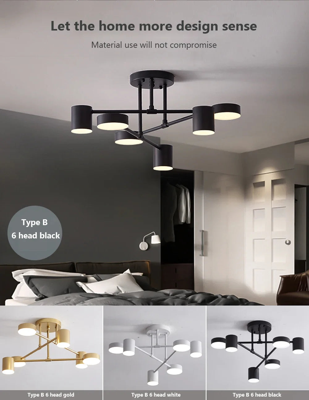 Minimalist LED Chandelier - Black/White/Gold