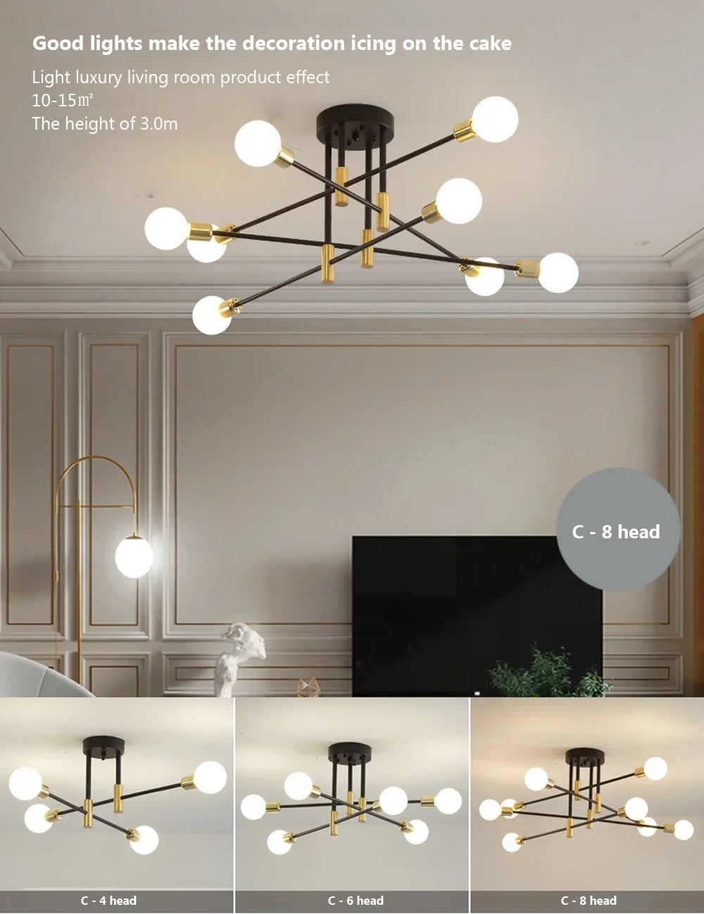 Minimalist LED Chandelier - Black/White/Gold